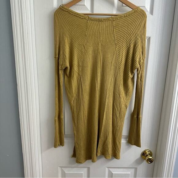 Free People Sweater Shirt Long Sleeve Yellow Boho Fairy Oversized Size Small - Picture 4 of 7